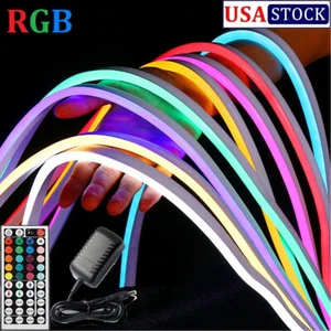 RGB Neon Strip LED 12V Waterproof Flexible Sign Soft Light Silicone Color Change - Picture 1 of 19
