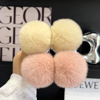 Womens Girls Cute Real Rabbit Fur Hair Clip Hair Claw Bobby Pin Hairpin - Image 1 of 4