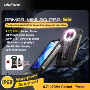 Ulefone Armor Mini 20 Pro 5G 4.7" Rugged Phone 64MP Night Camera LED Light IP68 - Picture 1 of 20