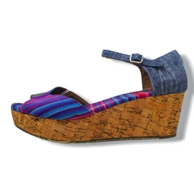 Босоножки Toms | в полоску на платформе богемные пробковые на танкетке женские размер 8,5 Вт - Изображение 1 из 4