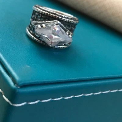 Silpada 925 Sterling Silver Cubic Zirconia Filigree Ring CZ Size 8 R1737 - Image 1 of 4