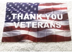 Danke Veteranen Flagge kostenloser Versand USA 3x5' Schild Banner verschickt US Militär - Bild 1 von 1