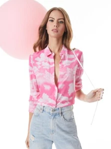 NWT $330 Alice + Olivia Willa Placket Top S Clouse Surfing - Picture 1 of 4