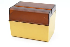 Vintage Yellow Gold Brown Rubbermaid Recipe Box Plastic Collect - Picture 1 of 6