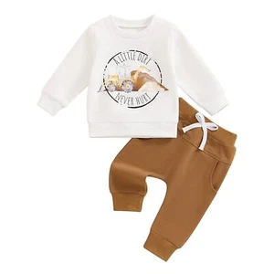 Toddler Baby Boy Fall Winter Outfit Tractor Print Sweatshirt and Pants Set - Picture 1 of 7