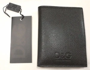 NEW Dolce & Gabbana D&G Mens Pebbled Black Leather Bifold Coin Wallet Italy Box - Picture 1 of 11