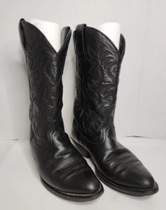 EUC Ariat Men's Size 10 EE Heritage Western R Toe Cowboy Boots Black 10002218 - Picture 1 of 14