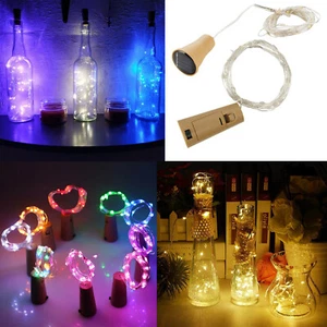 Battery Solar Powered LED String Lights Copper Cork Wire Wine Bottle Lamp HOL933 - Picture 1 of 21