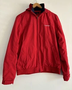 Tommy Hilfiger Mens Jacket S Yacht Sail Swiss Red Logo Spell Out Preppy Nautical - Picture 1 of 19