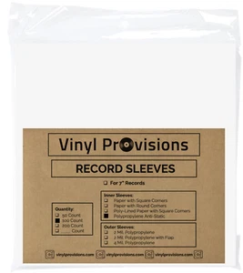 7-Inch Record Anti-Static Inner Sleeves Fits 45 RPM (100 Pack) - Picture 1 of 2