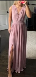 NWT Loveriche Blush Pink Pleated Maxi Prom Formal gown Dress M - Picture 1 of 4