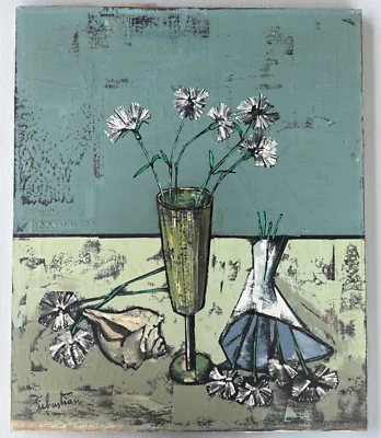 Pintura de Bodegón Flores Vintage GERARD SEBASTIAN Original Óleo sobre Lienzo MCM Foto 1 de 4