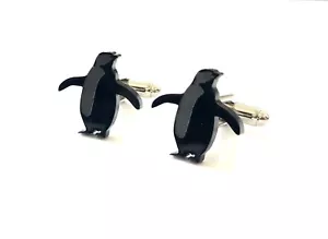 Penguin Cufflinks Mens Novelty Shirt Cufflinks In Black - Picture 1 of 3