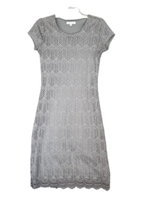 Abito midi elasticizzato pizzo uncinetto grigio grigio taglia small LEGGI gotico capriccioso - Foto 1 di 11
