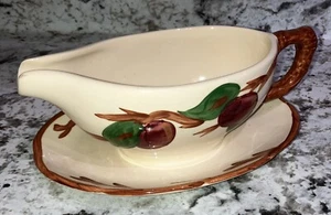 Vintage Franziskaner Apfel Steingut Sauciere mit aufgesetztem Unterteller UK - Bild 1 von 5