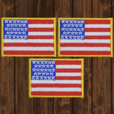 Mini American Flag Embroidered Patch — 3-Pack — Iron On - Image 1 of 2