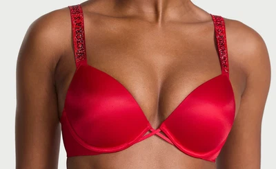 VICTORIA'S SECRET VERY SEXY Shine Strap Push Up Bra Rhinestone Bling NWT - Image 1 of 4