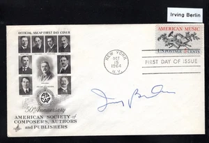 #1252 Music 1964 FDC ArtCraft - Autographed Irving Berlin Composer - Picture 1 of 2