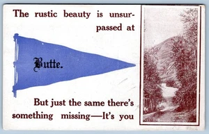 1907-10 LA BELLEZA RÚSTICA ES INSUPERABLE en BUTTE ANTIGUO BANDERÍN POSTAL - Imagen 1 de 2
