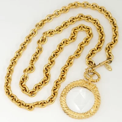 Auténtico collar lupa cuerda torcida logotipos Chanel CC 37" tono dorado #9869 Foto 1 de 4
