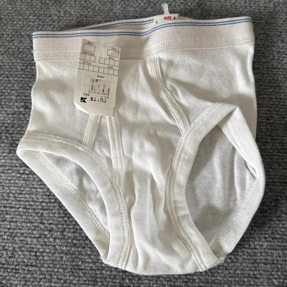 Fruit Of The Loom для мальчиков бриф размер 4 двойные синие полоски винтажный 80-х Kmart новый с Ярлыками - Изображение 1 из 4
