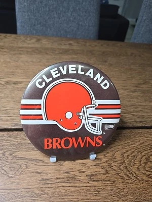 Cleveland Browns Football Pin Back Button Vtg Large 6" Wincraft USA Made '80's - Image 1 of 4