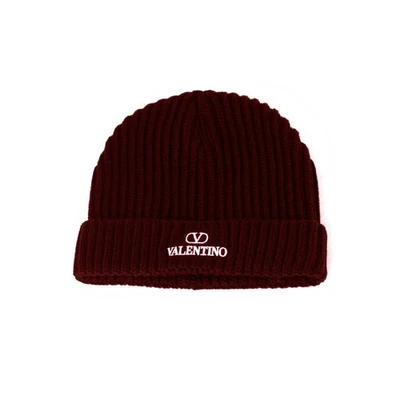 Gorro acanalado bordado con logotipo Valentino 22FW Borgoña 1Y2HB01D FDK 46894937 Foto 1 de 2
