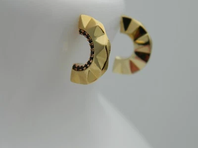 Brincos de meio argola galeses Clogau ouro amarelo e rosa 9 quilates preto facetado espinélio - Imagem 1 de 4