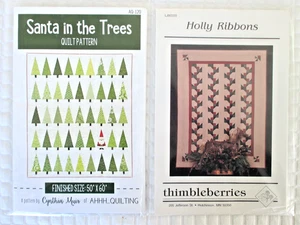 2 Christmas/Holiday Quilt Patterns - "Santa in the Trees", "Holly Ribbons" - New - Picture 1 of 9