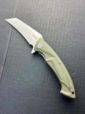 Kubey Anteater Nest Folding Knife OD Green G10 Handle D2 Plain Edge - Image 1 of 4