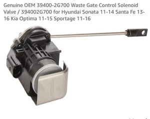 GENUINE OEM Waste Gate Actuator 394002G700 for Hyundai Santa Fe Kia Optima - Foto 1 di 7