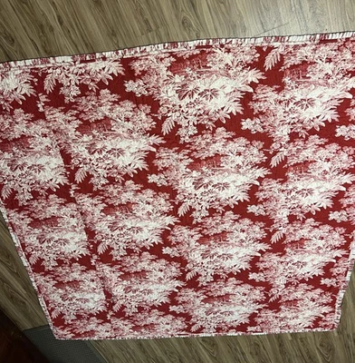 Edredón Pottery Barn y 2 fundas de euro rojo blanco inodoro con volantes casa de campo ropa de cama queen Foto 1 de 4