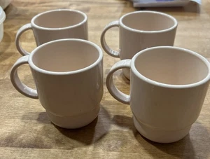 4 Tupperware Melamine Stackable Mugs Pink 3.5H x 3W  Mid Century Modern - Picture 1 of 4