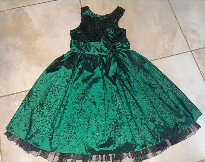 Emily West Girls Kids Party Dress Green Sequins Formal Holiday Christmas Size 7 - Image 1 of 4