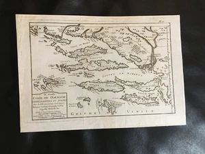 Original Karte 18. Jahrhundert " Coste de Dalmatie " Südliche Dalmatiner Inseln - Bild 1 von 2
