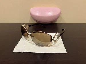 NEW Escada Col. 300X SES595S Gold Brown Crystals Large Oversize Round Sunglasses - Picture 1 of 13