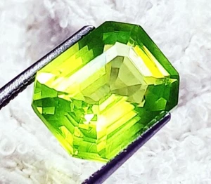 Natural Peridot 9.90 Ct Loose Gemstone Radiant Shape With Certificate - Picture 1 of 6