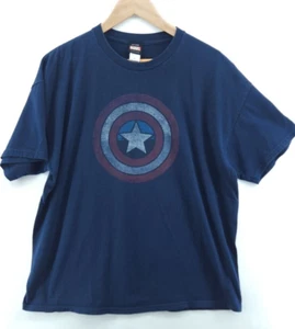 Camisa Capitán América Escudo Azul Oscuro Vintage Mad Engine Camiseta Adulto Grande - Imagen 1 de 5