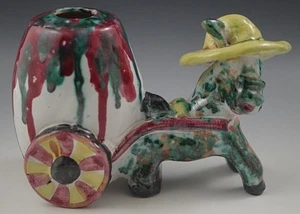 VIETRI GAMBONE DONKEY CART WITH WATER BARREL 1950's POTTERY FIGURINE VTG #40 - Picture 1 of 9