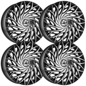 (Set-4) Azara AZA-525 22x9.5 5x115/5x120 15mm Black Machined wheels rims 22 Inch - Picture 1 of 2