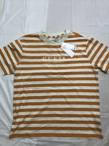 Vintage Style NWT Guess Jeans Los Angeles Yellow Striped T Shirt Mens Large NEW - Picture 1 of 6
