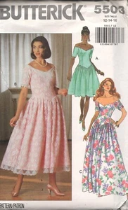 Vestido largo Butterick 5503 patrón de costura para mujer té o noche talla 12-14-16 - Imagen 1 de 2