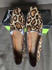 Sam Edelman Alvin Loafer Leopard Print Calf Hair Size 10.5M Holiday - Picture 1 of 12