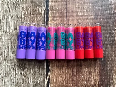 MAYBELLINE BABY LIPS LIP BALM LOT OF 9 RUBY STAR PINK WISHES WINTER FLUSH NEW — 第 1/3 张图片