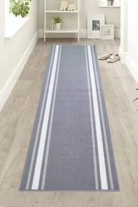 Alfombra de corredor lavable antideslizante gris diseño borde liso de goma tamaño personalizado - Imagen 1 de 4
