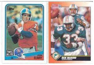 Lotto 2 pezzi carte Dan Marino e JOHN ELWAY TOPPS 1988 e PUNTEGGIO 1991 quasi nuove - Foto 1 di 2