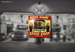 Customizable Name Speed Shop Water Decal Hot Rod Rat Flathead Ford Drag - Picture 1 of 1