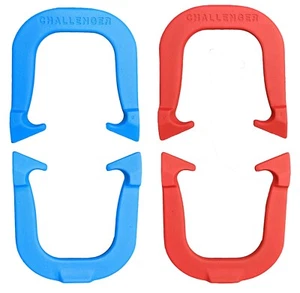 Challenger Highly Durable Pro Pitching Horseshoes- 2 Pair, Red/Blue, Made in USA - Picture 1 of 7