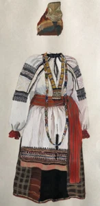 Costume folklorique russe — gouache sur papier — 42 x 29 cm. - Bild 1 von 8
