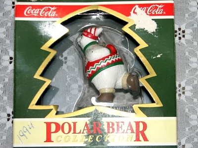 Coca Cola Ice Skating Polar Bear Chirstmas Ornament Polar Bear Collection 1994 - Image 1 of 4
